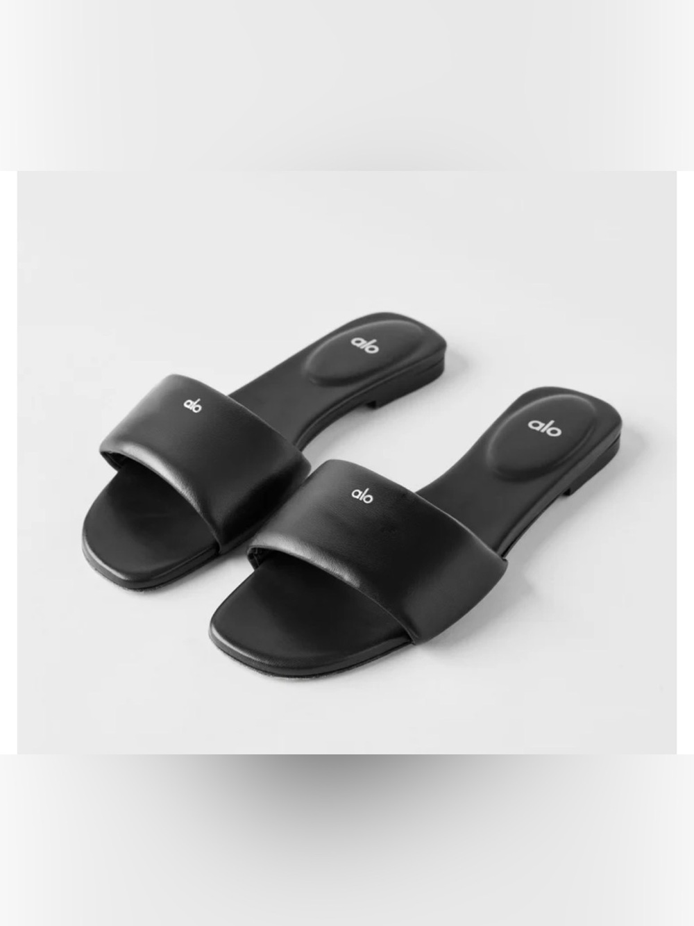 EUC Women’s ALO Atelier Black Leather Flat Sandals Slides 8 - Picture 2 of 11
